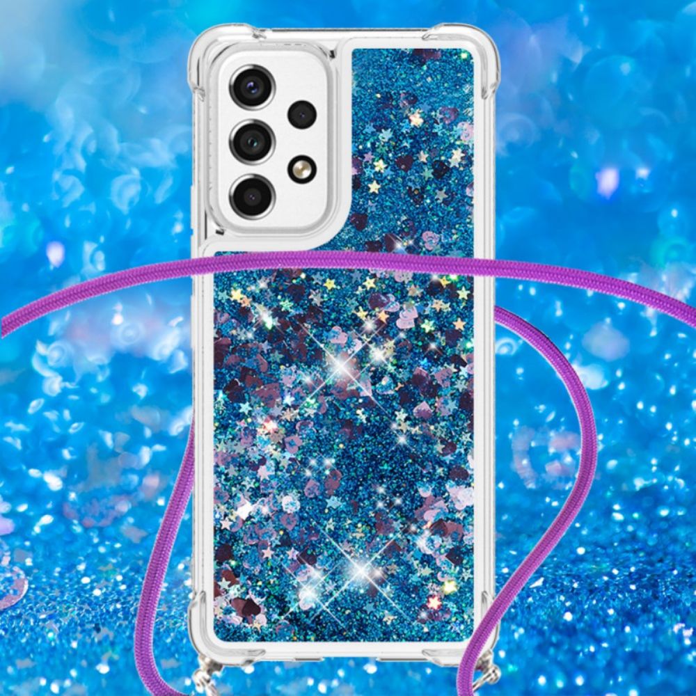 Hoesje voor Samsung Galaxy A53 5G Met Koord Designer Pailletten Koord