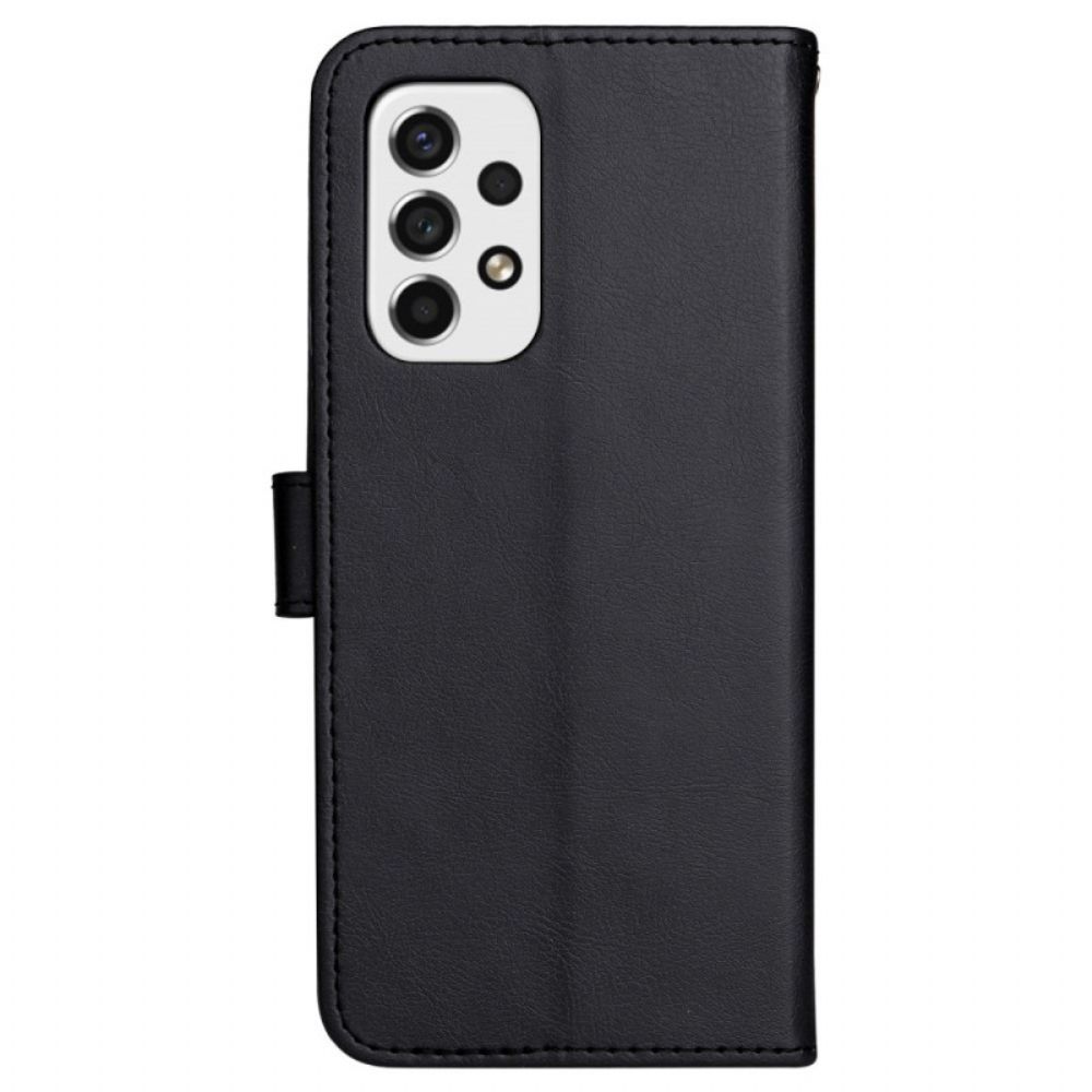 Leren Hoesje voor Samsung Galaxy A53 5G Met Ketting Effen Leerstijl Met Bandjes