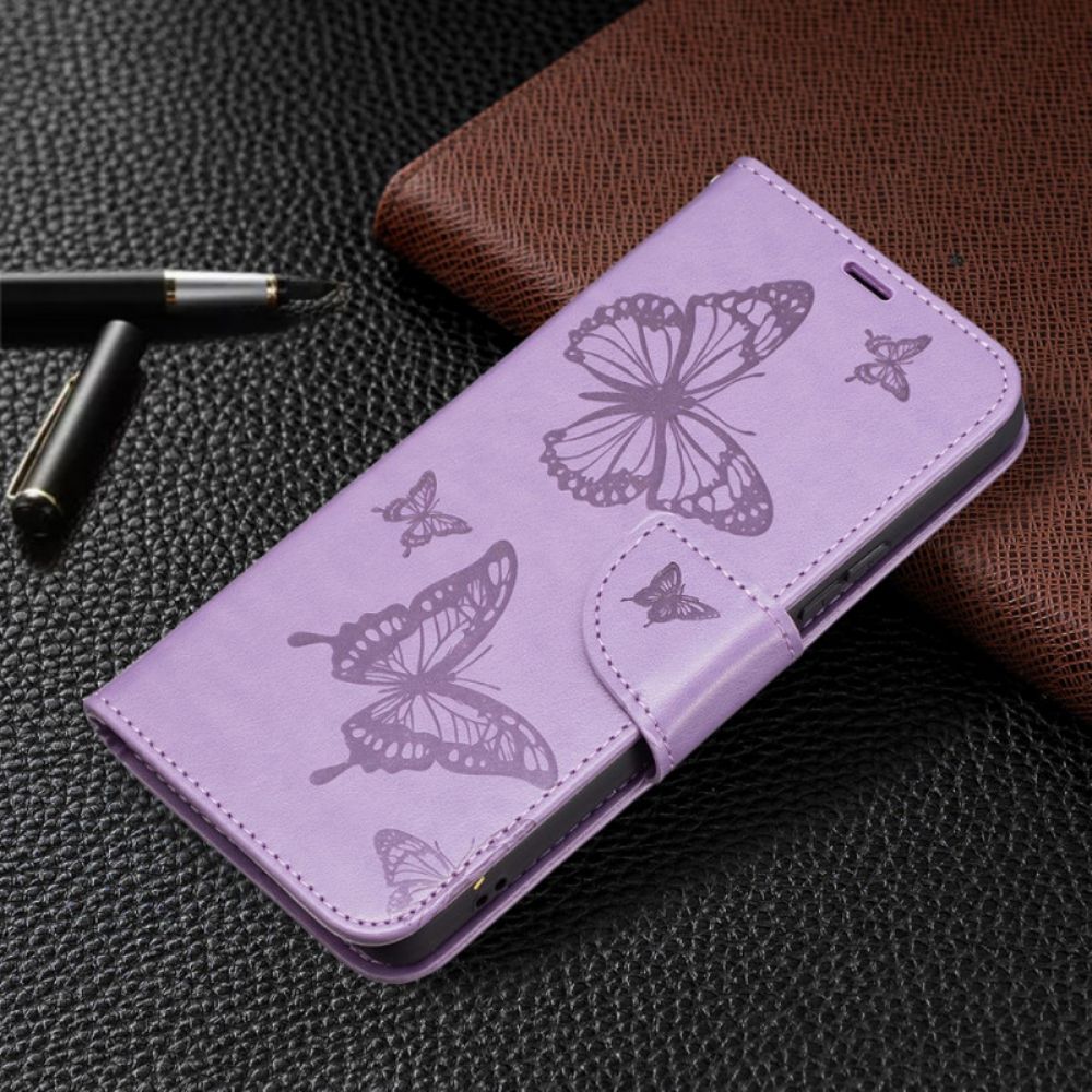 Leren Hoesje voor Samsung Galaxy A53 5G Met Ketting Thong Vlinders