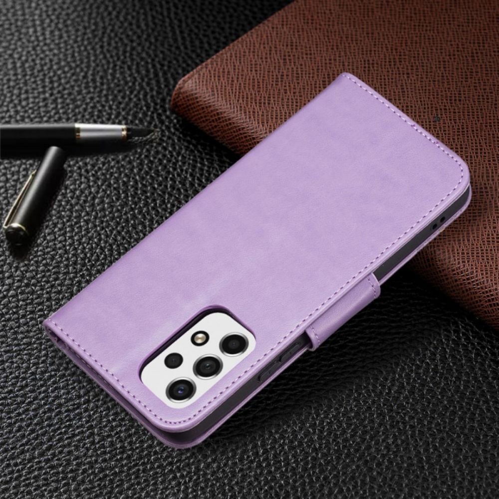 Leren Hoesje voor Samsung Galaxy A53 5G Met Ketting Thong Vlinders