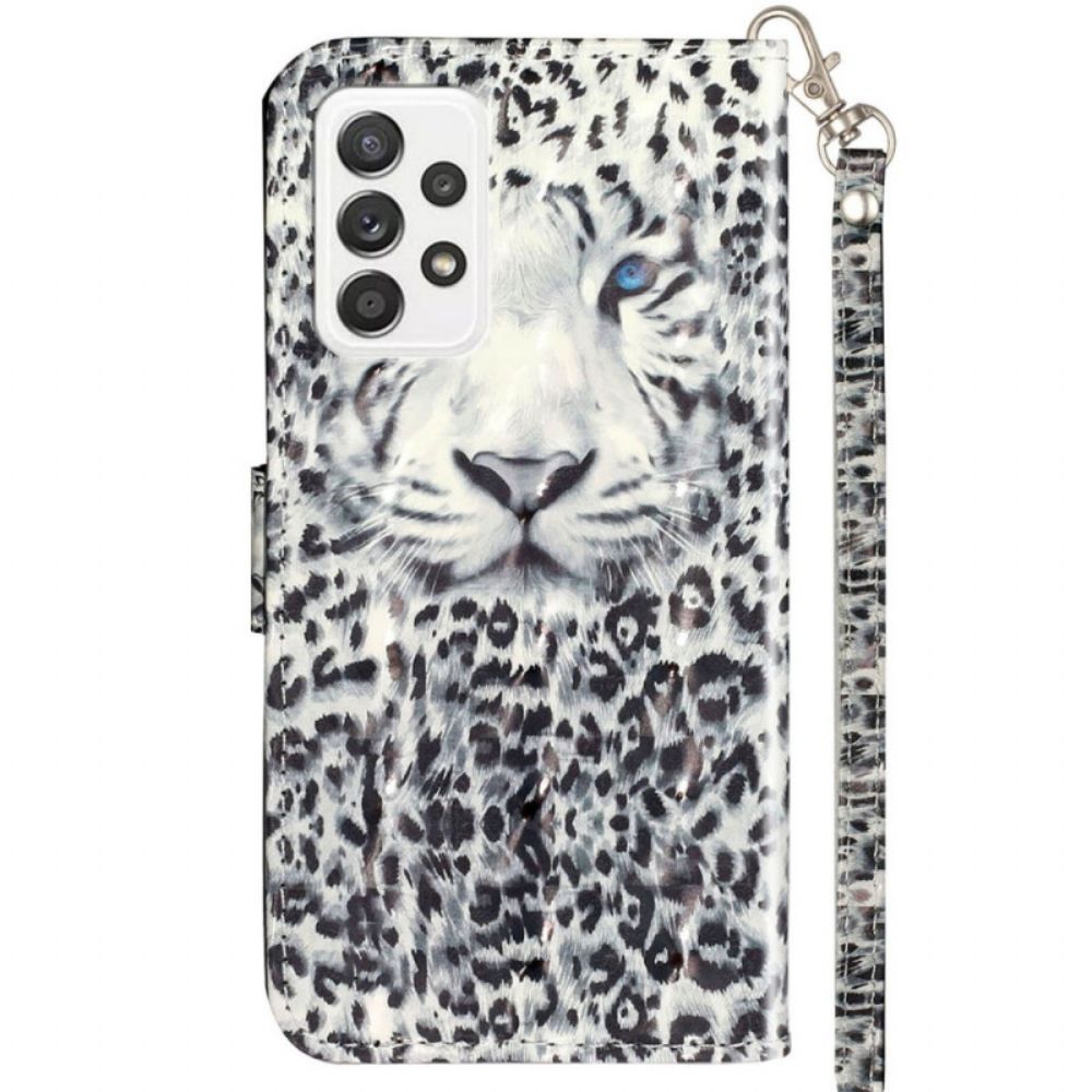 Leren Hoesje voor Samsung Galaxy A53 5G Met Ketting Tijger Vastgebonden