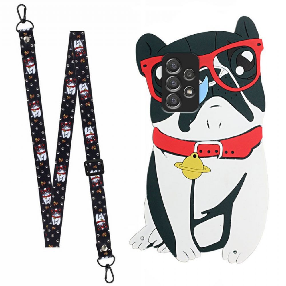 Telefoonhoesje voor Samsung Galaxy A53 5G Met Ketting 3d Hond Met Riem