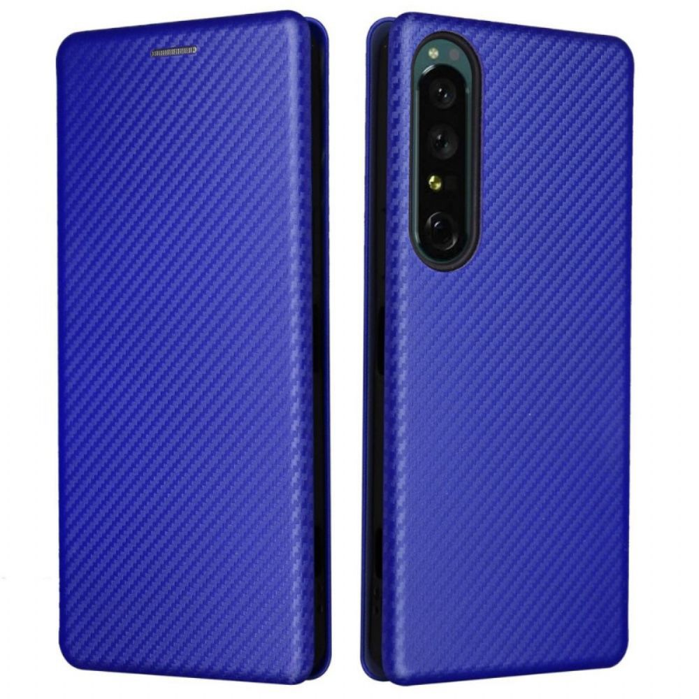 Bescherming Hoesje voor Sony Xperia 1 IV Folio-hoesje Koolstofvezeltextuur