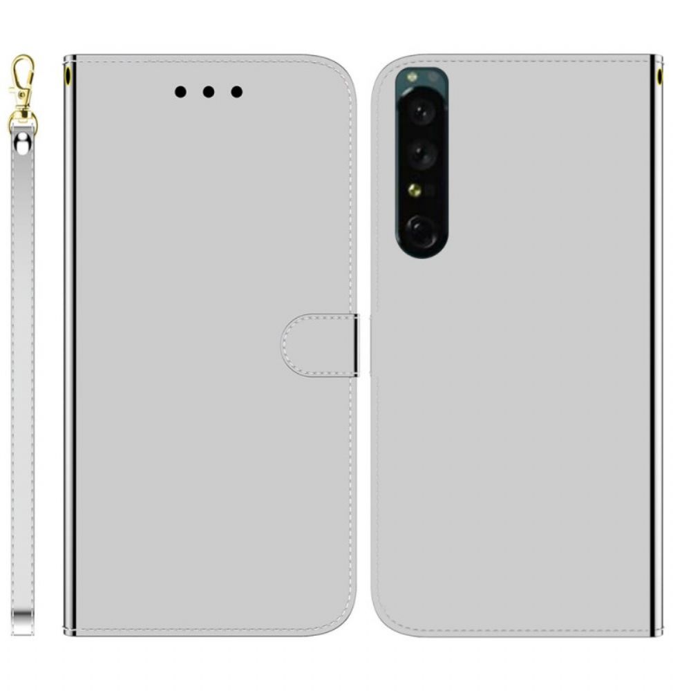 Folio-hoesje voor Sony Xperia 1 IV Met Ketting Spiegel Kunstleer Met Riem