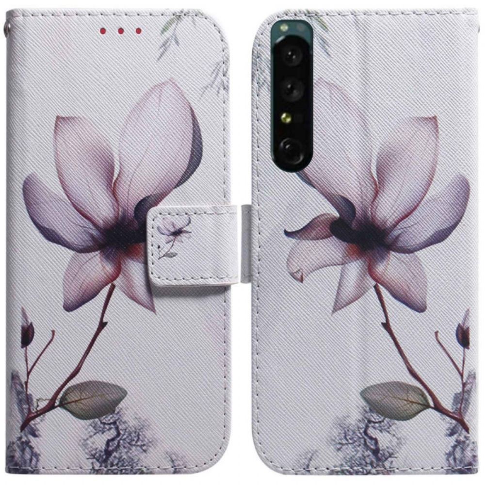 Folio-hoesje voor Sony Xperia 1 IV Vintage Roze Bloem