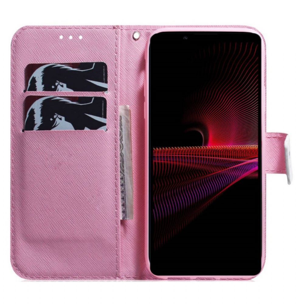 Folio-hoesje voor Sony Xperia 1 IV Vintage Roze Bloem