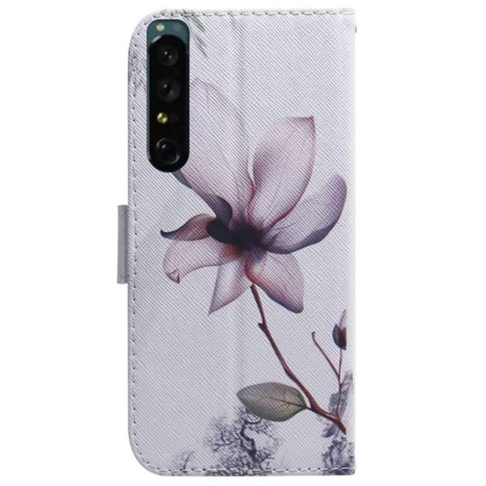 Folio-hoesje voor Sony Xperia 1 IV Vintage Roze Bloem