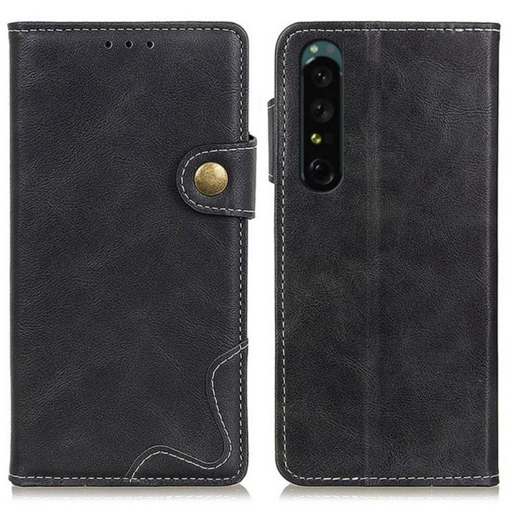 Leren Hoesje voor Sony Xperia 1 IV Naaiontwerp