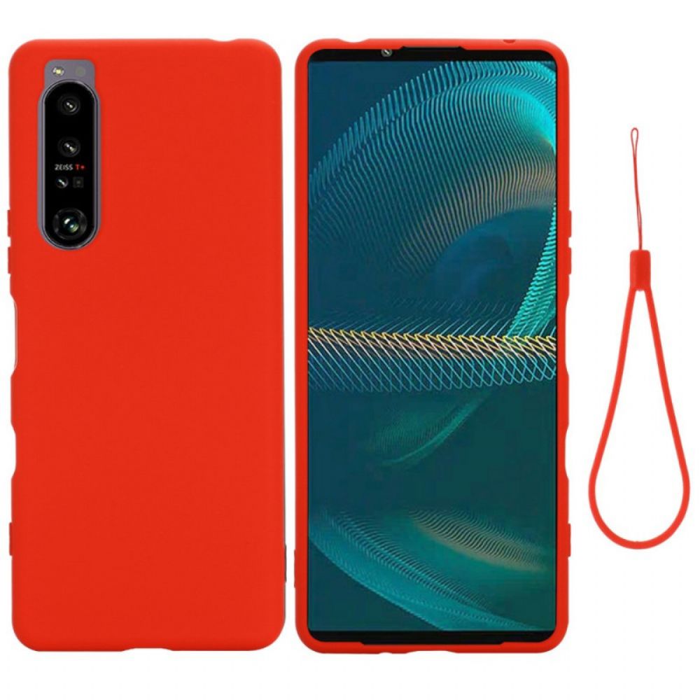 Telefoonhoesje voor Sony Xperia 1 IV Met Ketting Vloeibare Siliconen Band