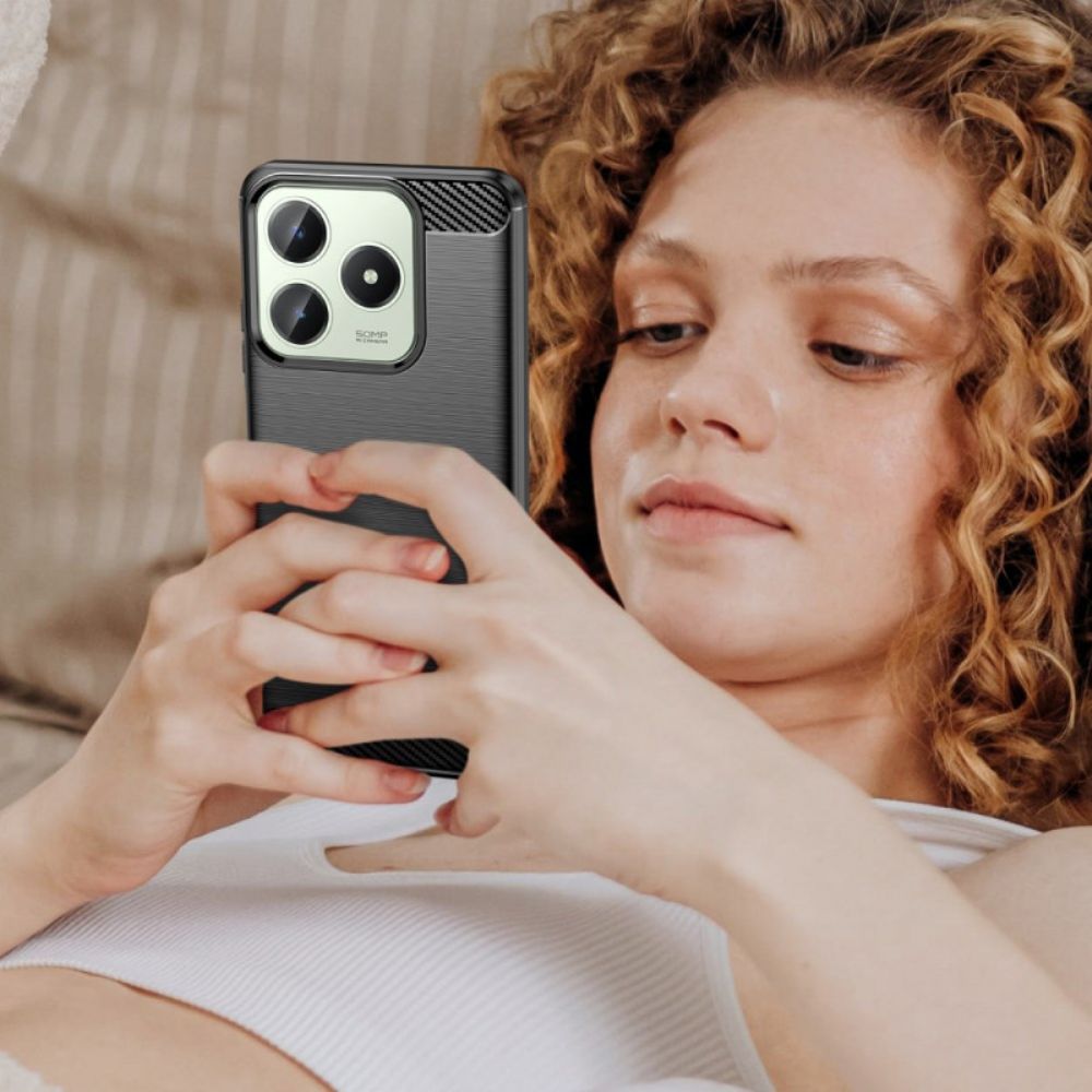 Cover Hoesje Realme C61 Telefoonhoesje Geborsteld Koolstofvezel