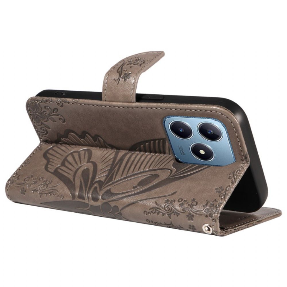 Flip Case Leren Realme C61 Grafische Vlinder