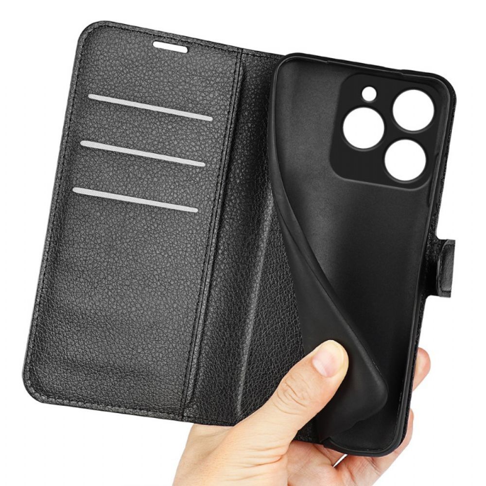 Leren Hoesje Realme C61 Klassiek Lychee Imitatieleer Bescherming Hoesje