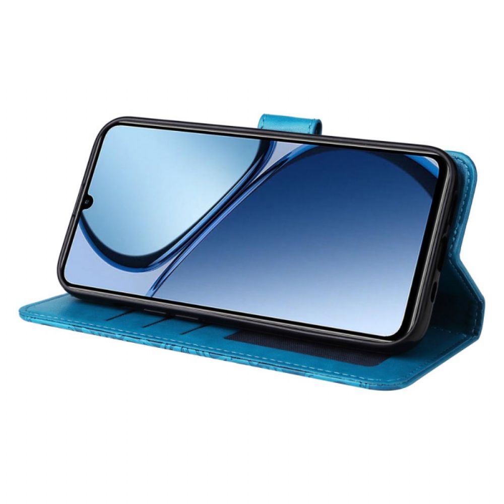 Leren Hoesje Realme C61 Zonnebloempatroon