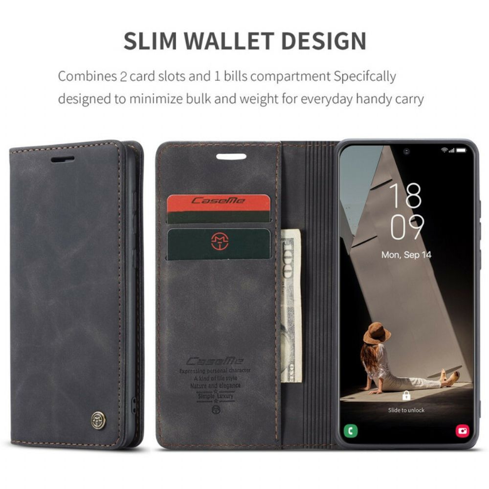 Bescherming Hoesje voor Samsung Galaxy S21 FE Folio-hoesje Caseme Kunstleer