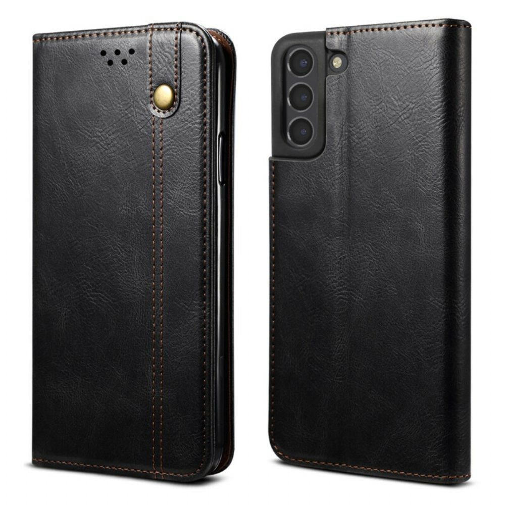 Bescherming Hoesje voor Samsung Galaxy S21 FE Folio-hoesje Gewaxt Kunstleer