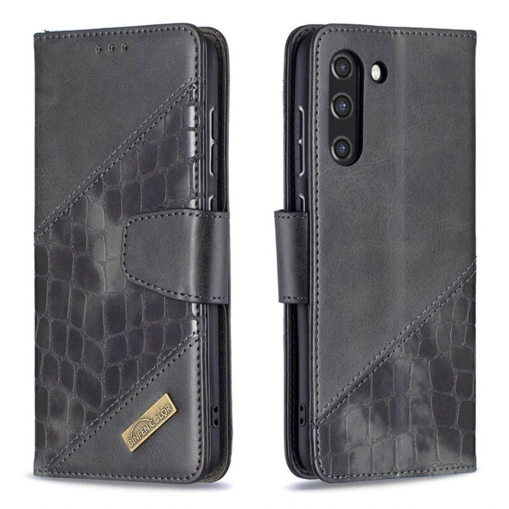 Flip Case voor Samsung Galaxy S21 FE Klassiek Krokodillenleereffect