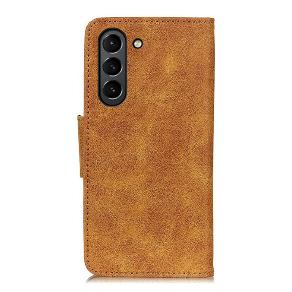Flip Case voor Samsung Galaxy S21 FE Vintage Splitleer