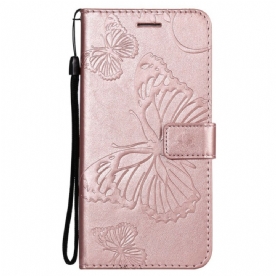 Folio-hoesje voor Samsung Galaxy S21 FE Met Ketting Reuzenvlinders Met Bandjes