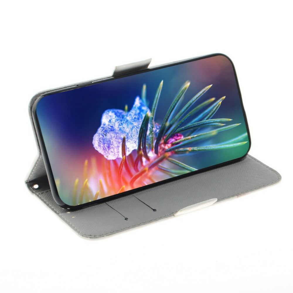 Folio-hoesje voor Samsung Galaxy S21 FE Met Ketting Thong Bloementak