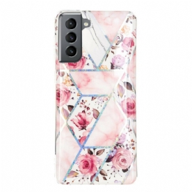 Hoesje voor Samsung Galaxy S21 FE Marmerbloemen
