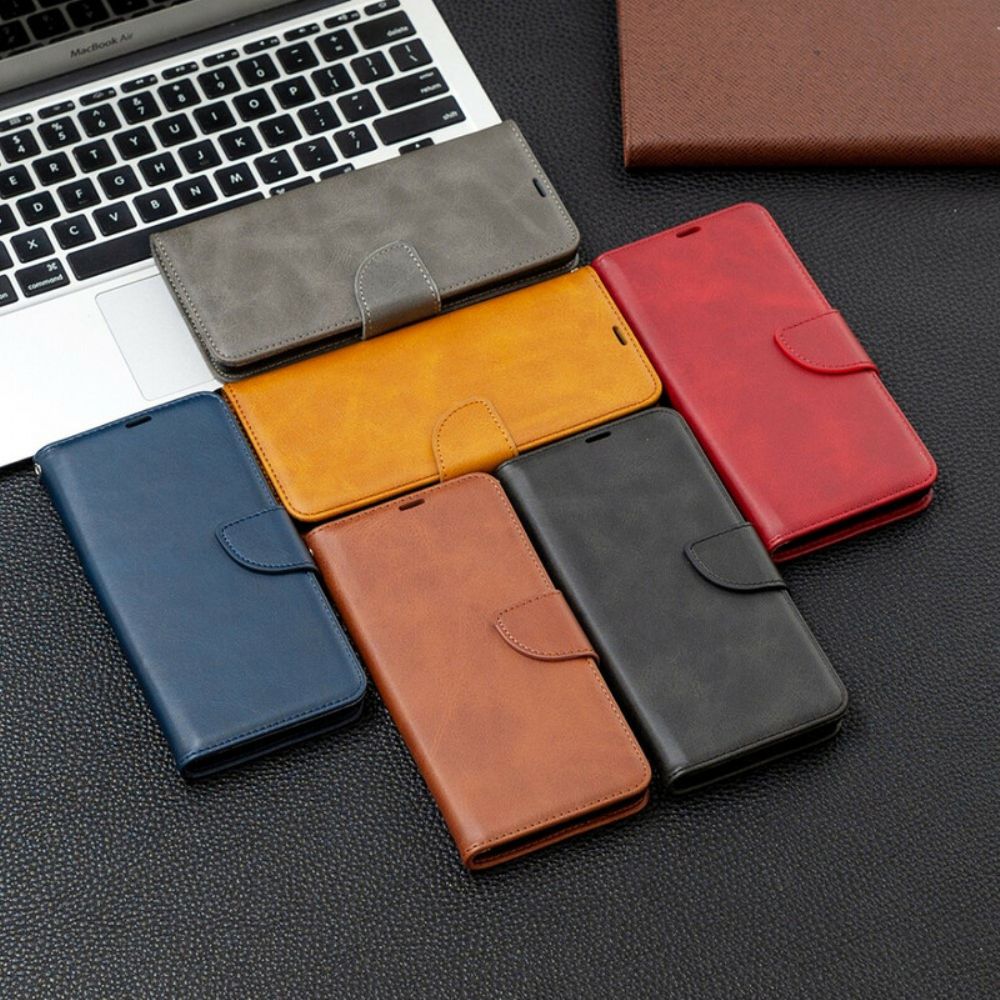 Leren Hoesje voor Samsung Galaxy S21 FE Folio-hoesje Gladde Schuine Klep