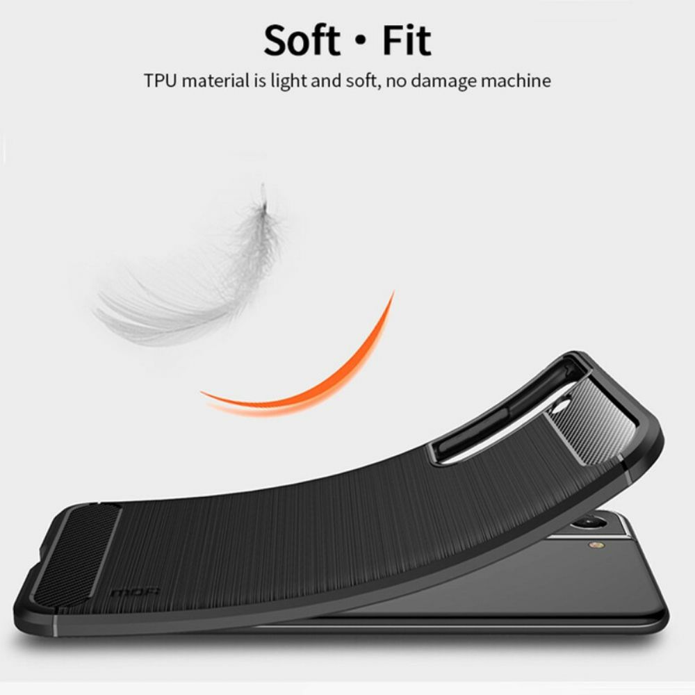Telefoonhoesje voor Samsung Galaxy S21 FE Mofi Geborstelde Koolstofvezel
