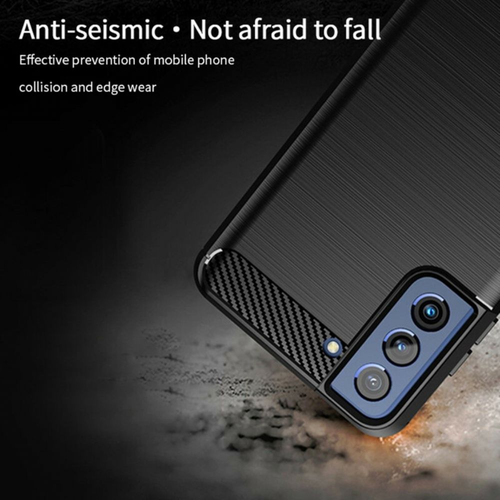 Telefoonhoesje voor Samsung Galaxy S21 FE Mofi Geborstelde Koolstofvezel
