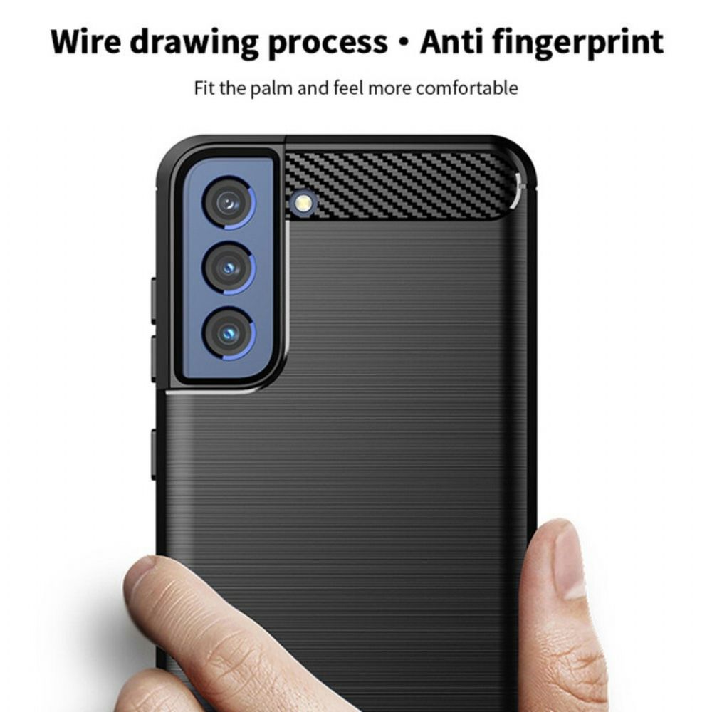 Telefoonhoesje voor Samsung Galaxy S21 FE Mofi Geborstelde Koolstofvezel