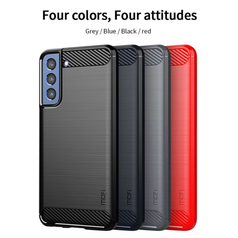 Telefoonhoesje voor Samsung Galaxy S21 FE Mofi Geborstelde Koolstofvezel
