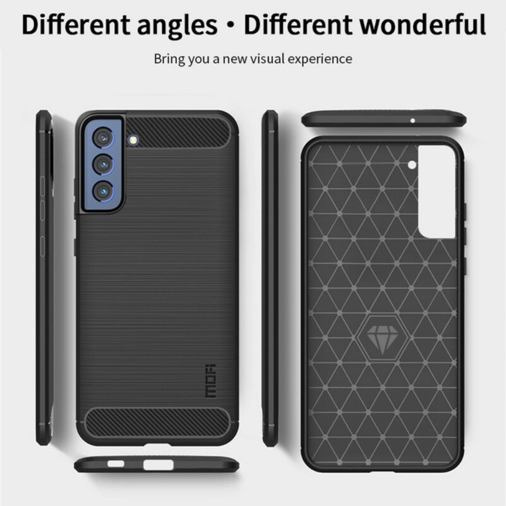 Telefoonhoesje voor Samsung Galaxy S21 FE Mofi Geborstelde Koolstofvezel