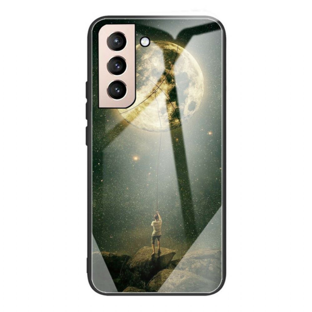 Telefoonhoesje voor Samsung Galaxy S21 FE Moon Man Gehard Glas