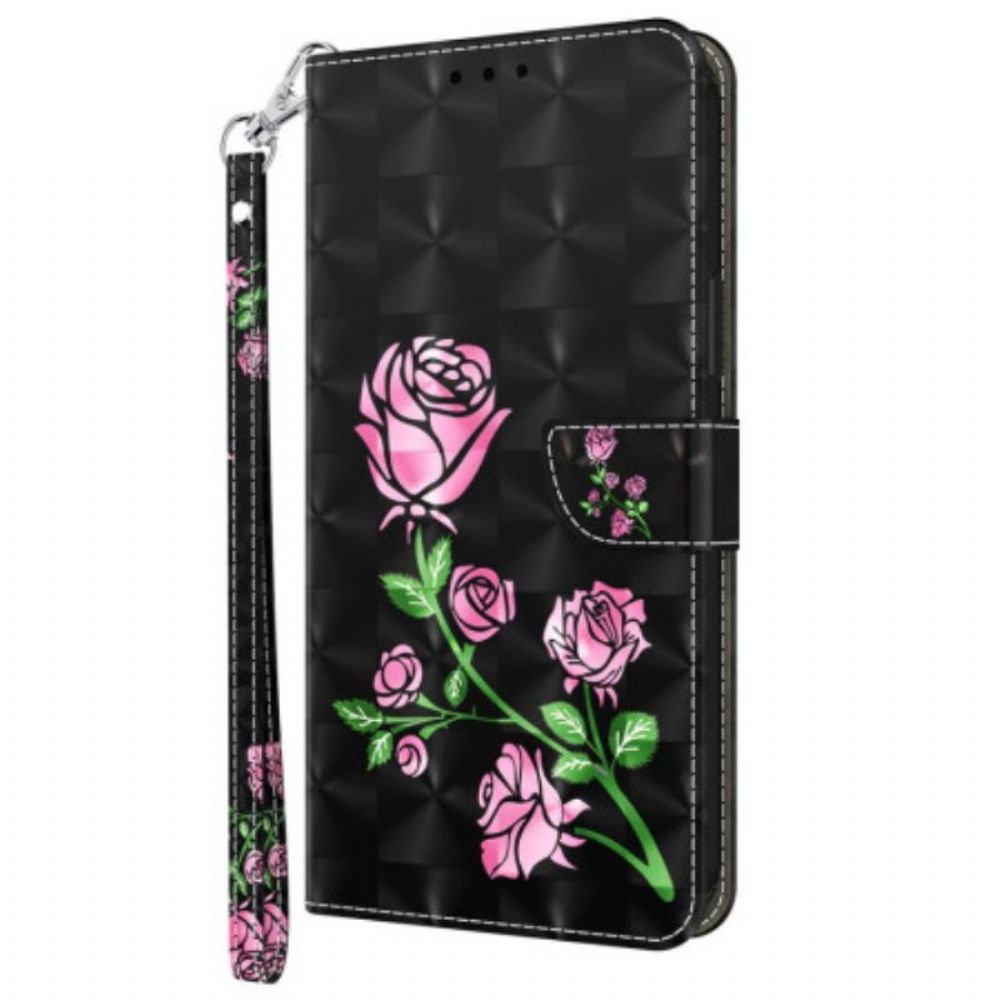 Flip Case voor iPhone 15 Pro Max Met Ketting Bandrozen