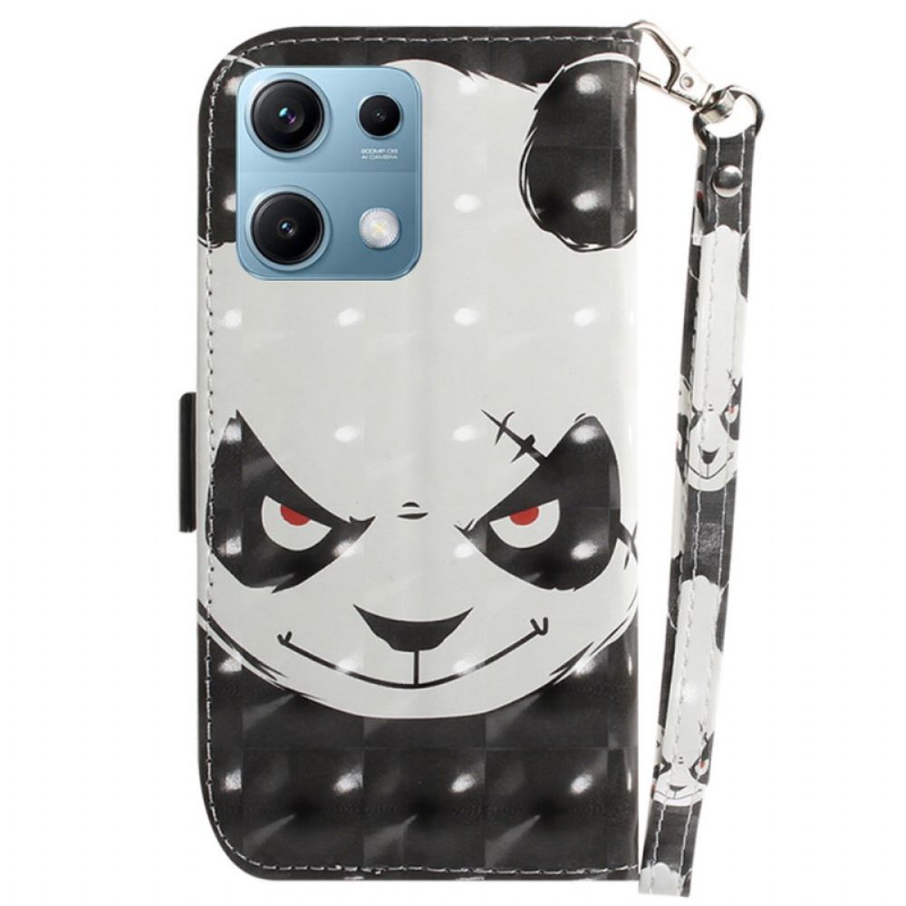 Folio-hoesje Xiaomi Redmi Note 14s Telefoonhoesje Boze Panda Met Koord