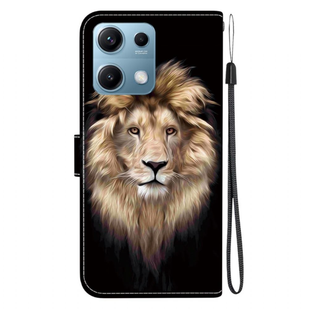 Leren Hoesje Voor Xiaomi Redmi Note 14s Leeuwenpatroon