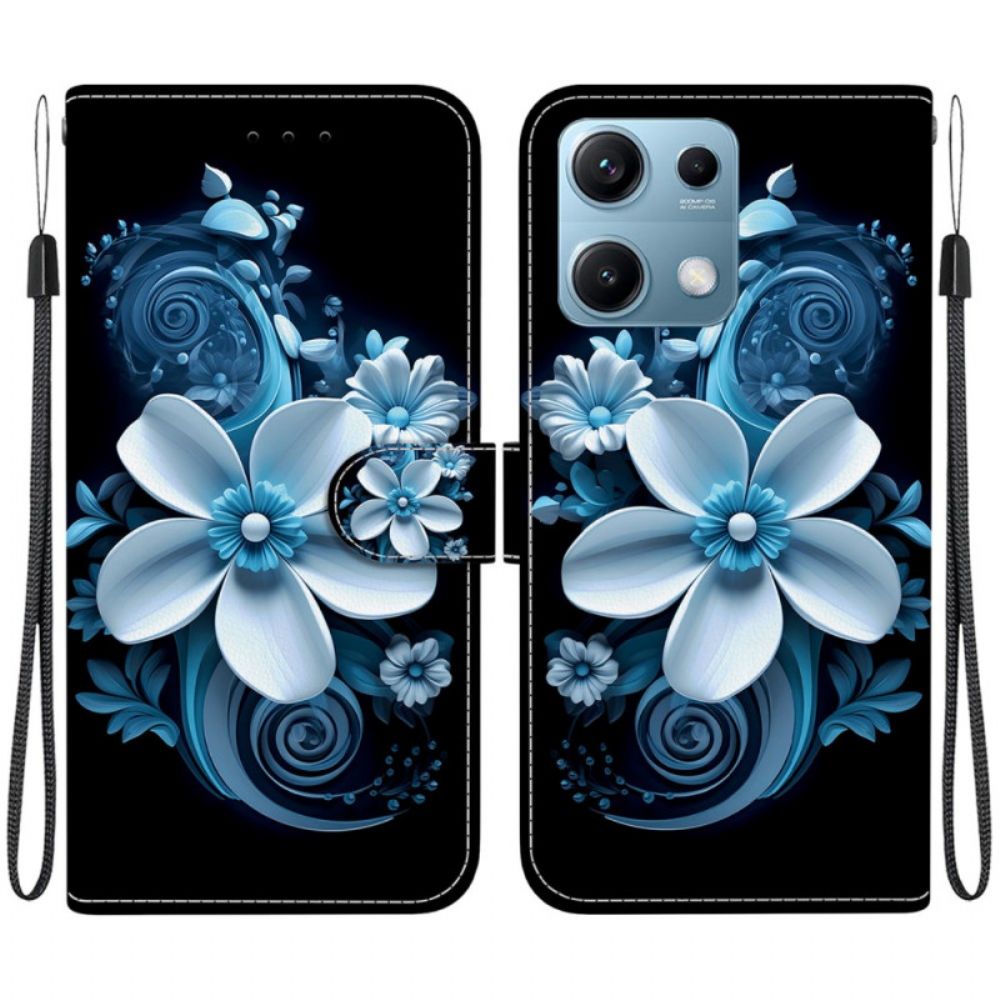 Leren Hoesje Voor Xiaomi Redmi Note 14s Zwarte Orchidee