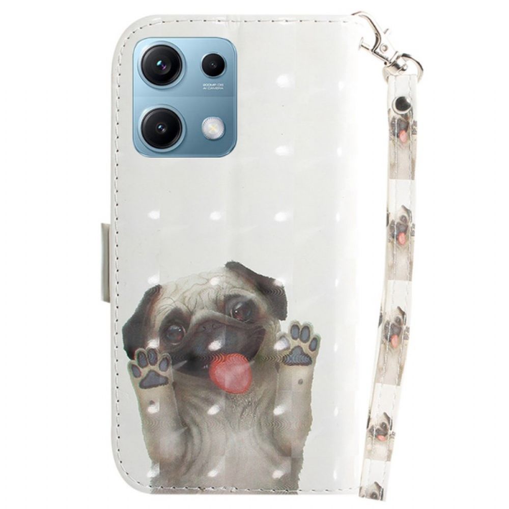 Leren Hoesje Xiaomi Redmi Note 14s Mops Met Koord Bescherming Hoesje