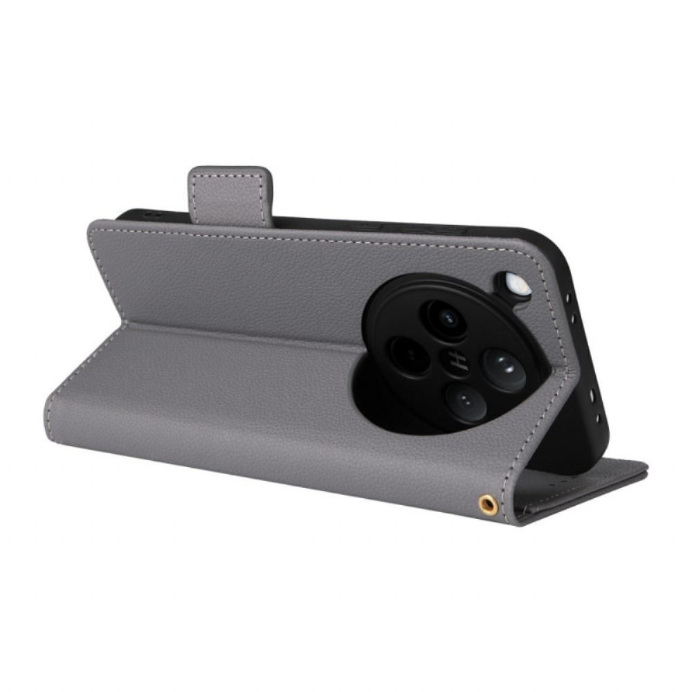 Leren Hoesje Oppo Find X8 Lycheekleurig Imitatieleer Bandje Bescherming Hoesje