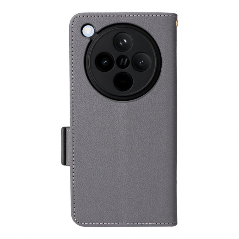 Leren Hoesje Oppo Find X8 Lycheekleurig Imitatieleer Bandje Bescherming Hoesje