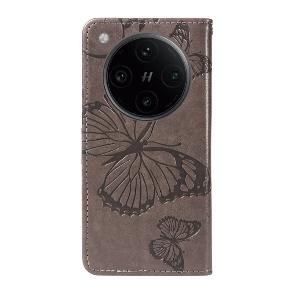 Leren Hoesje Oppo Find X8 Reuzenvlinders Bescherming Hoesje