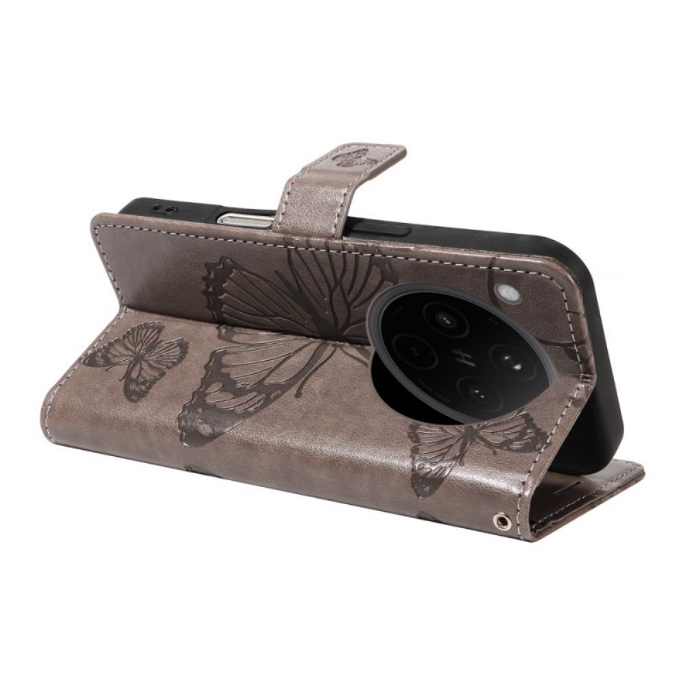 Leren Hoesje Oppo Find X8 Reuzenvlinders Bescherming Hoesje