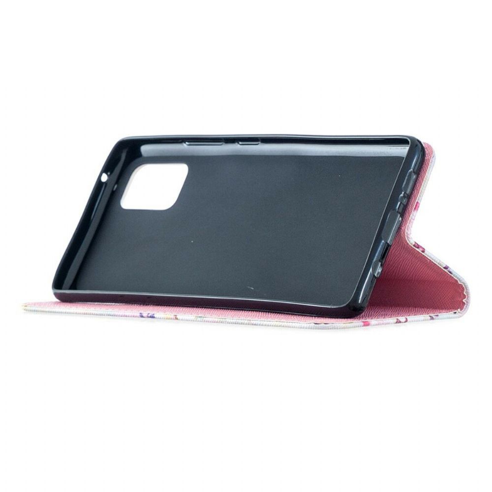 Folio-hoesje voor Samsung Galaxy A51 5G Met Ketting Vintage Floraliën Met Strappy's