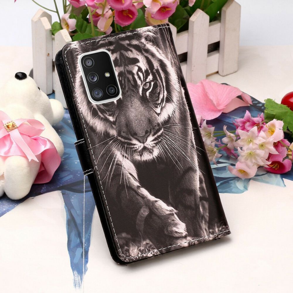 Leren Hoesje voor Samsung Galaxy A51 5G Nachttijger