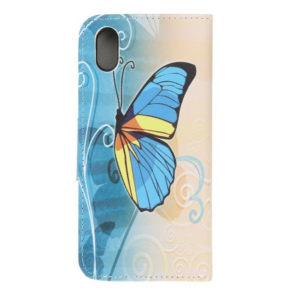 Folio-hoesje voor / Honor 8S Blauwe En Gele Vlinder