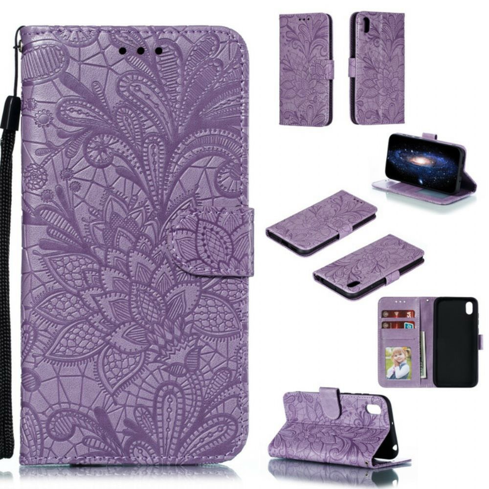 Leren Hoesje voor / Honor 8S Met Ketting Tribal Band Bloemen