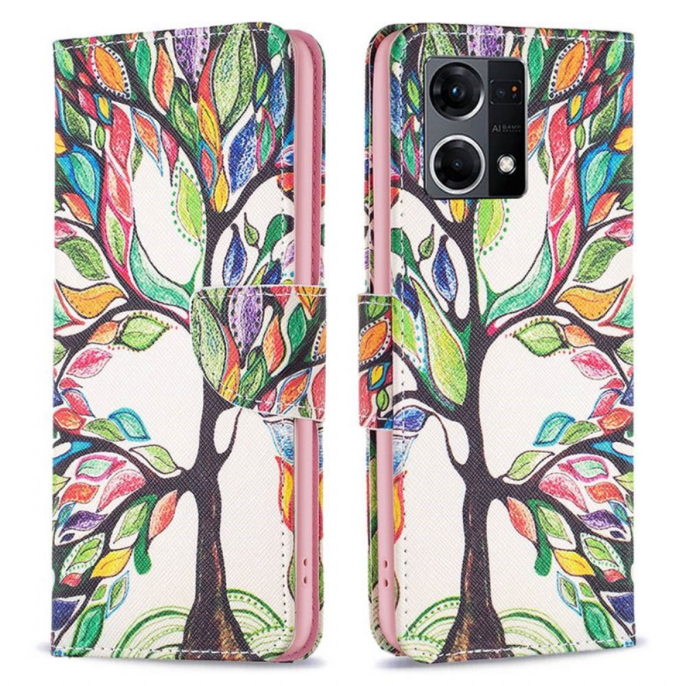 Flip Case voor Oppo Reno 7 Boom Schilderen