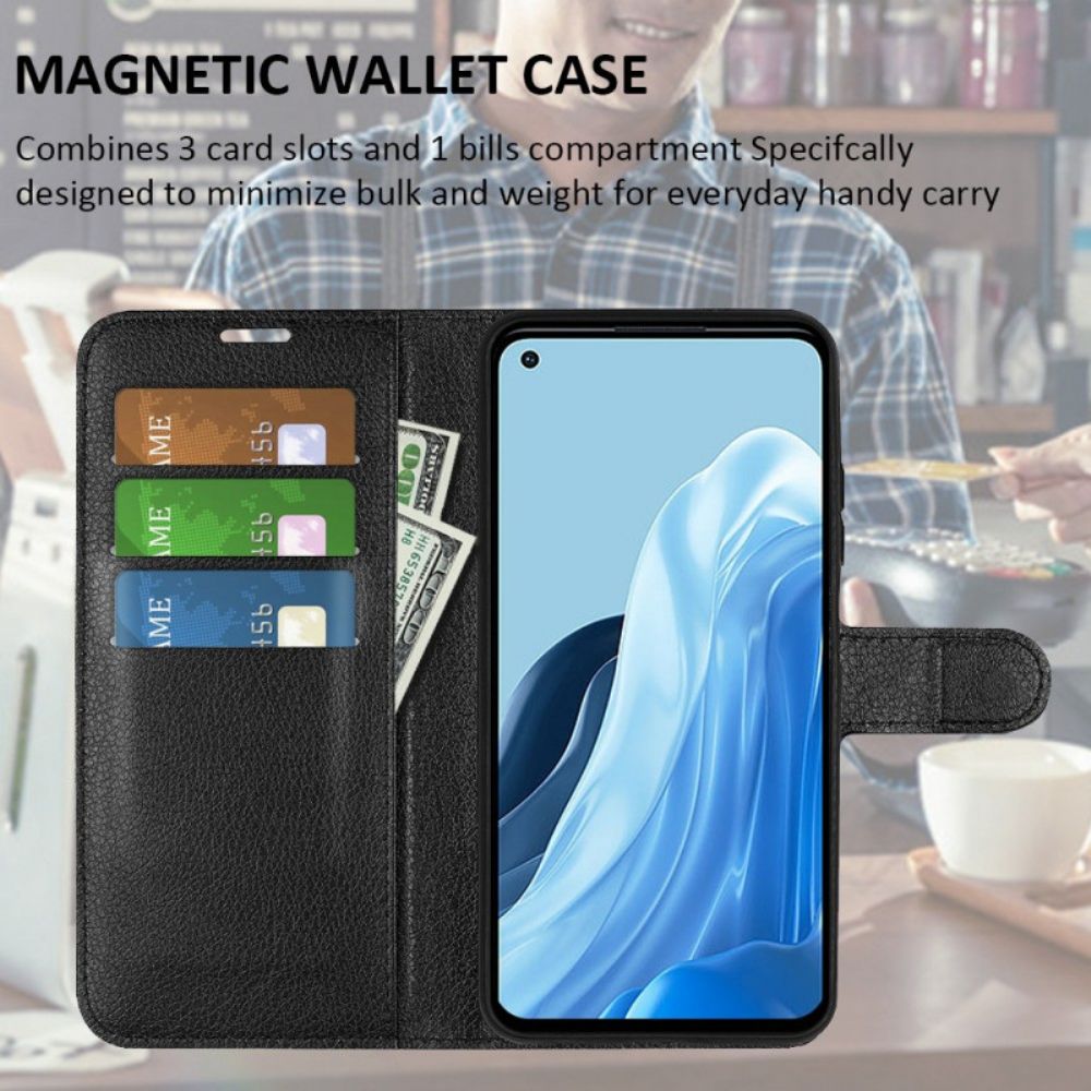 Folio-hoesje voor Oppo Reno 7 Klassieke Leerstijl