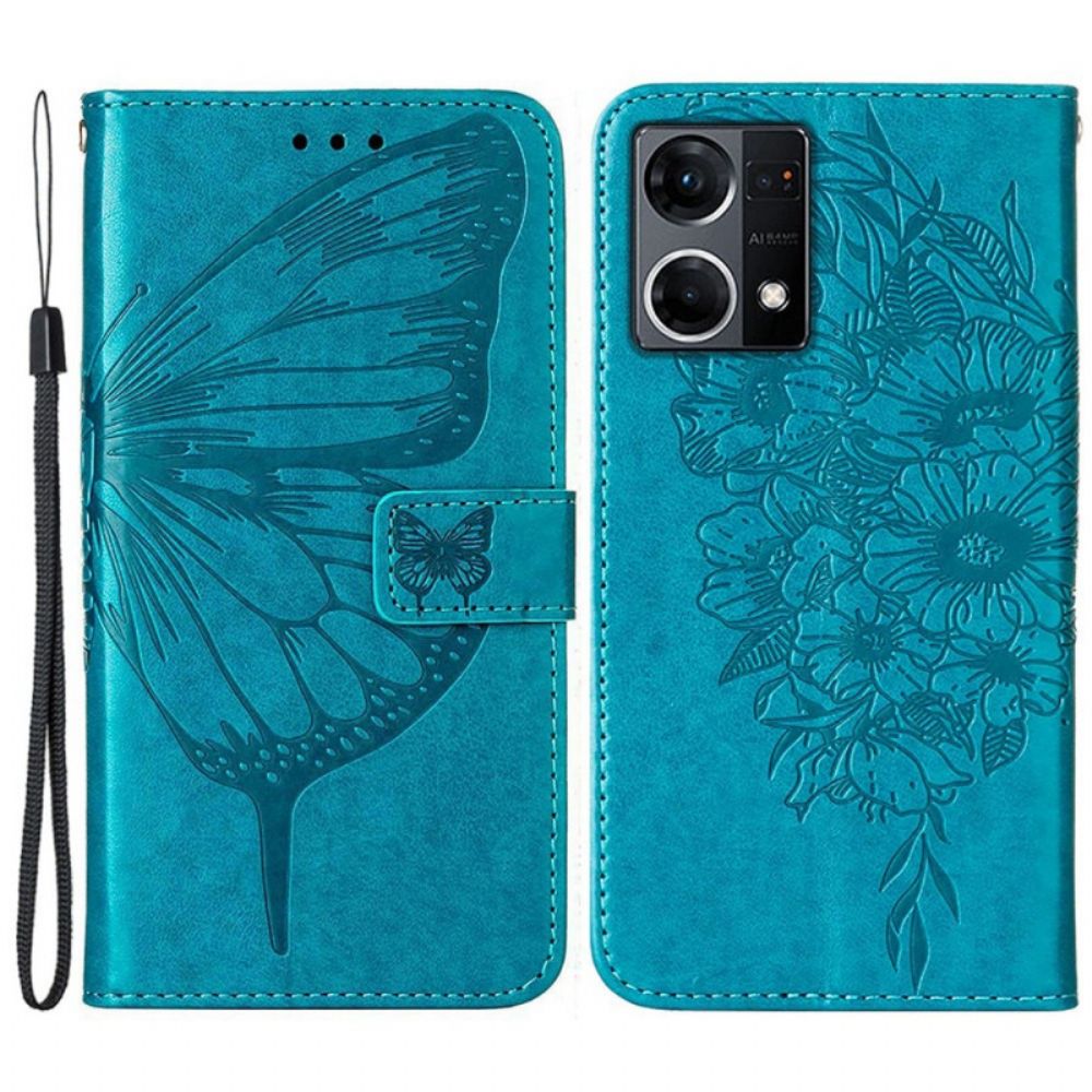 Folio-hoesje voor Oppo Reno 7 Vlinder Met Koord