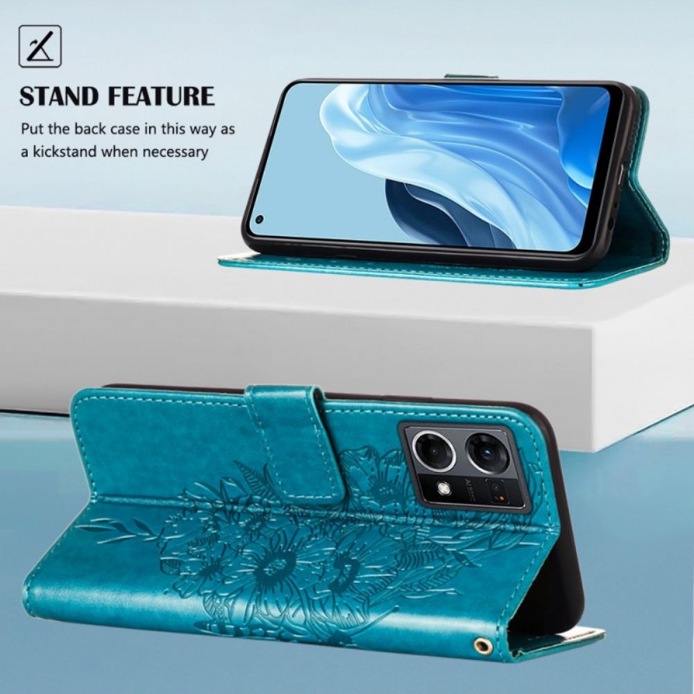 Folio-hoesje voor Oppo Reno 7 Vlinder Met Koord