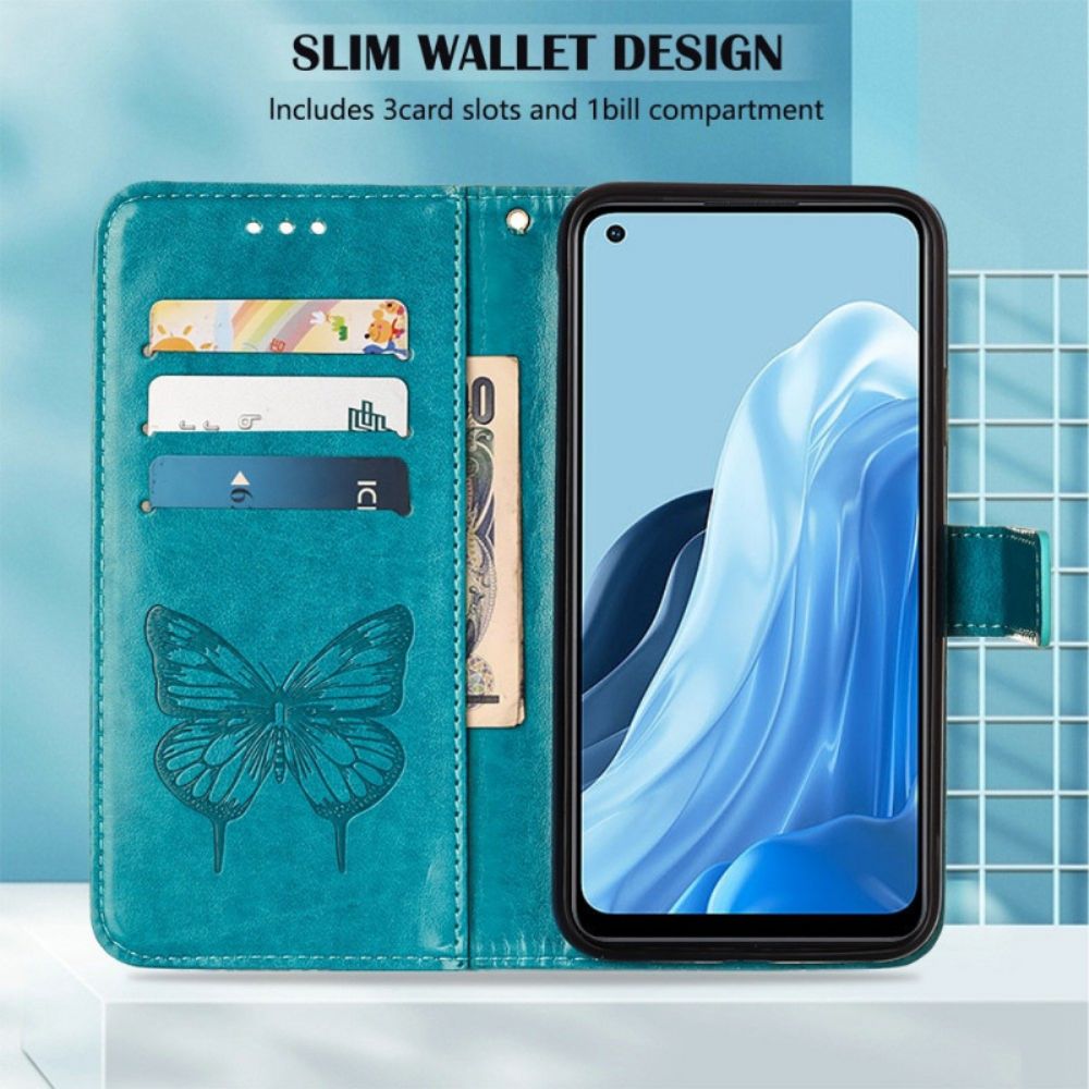 Folio-hoesje voor Oppo Reno 7 Vlinder Met Koord