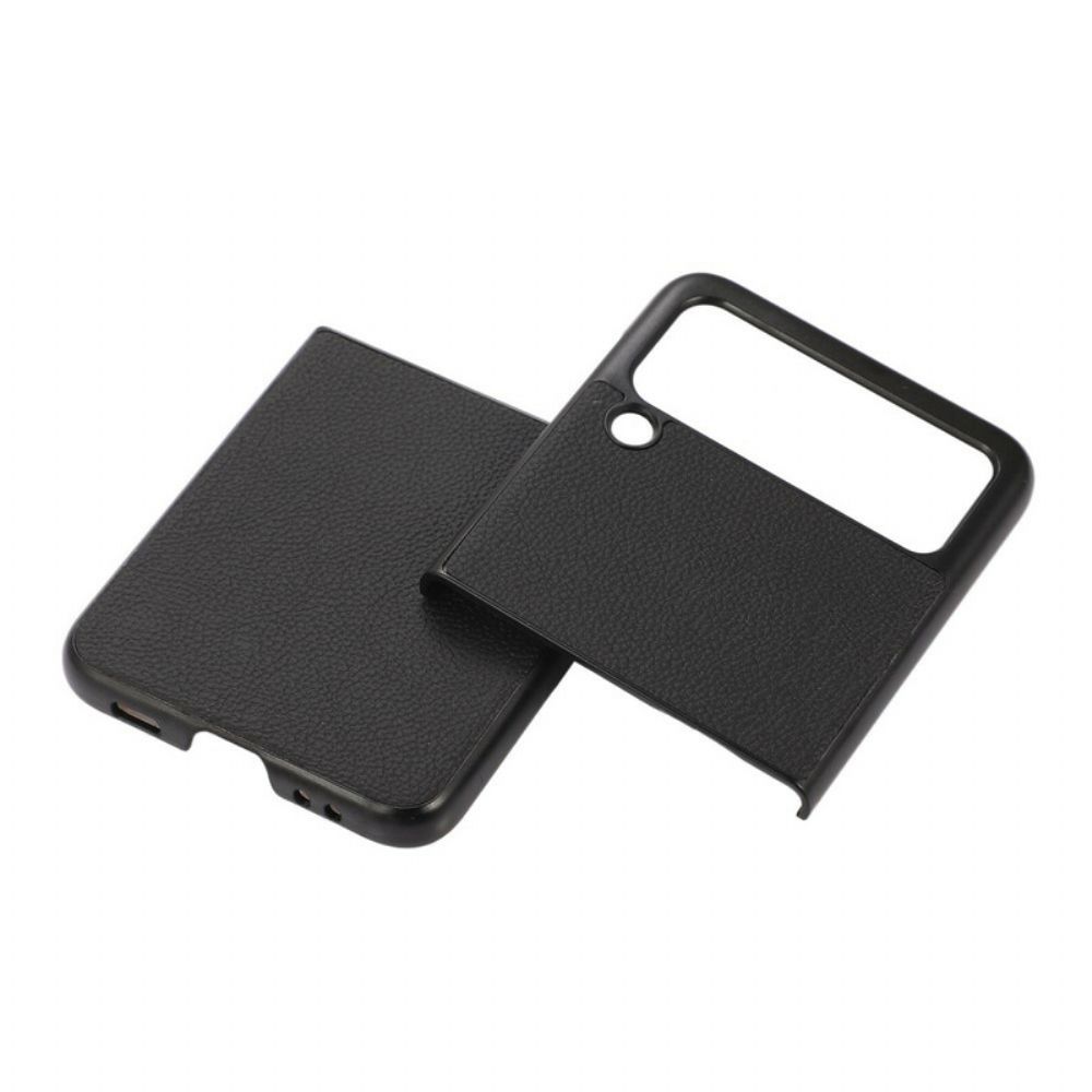 Hoesje voor Samsung Galaxy Z Flip 3 5G Folio-hoesje Echt Litchi Leer